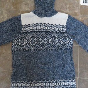 New Woman Design BLUE and White Turtleneck SWEATER Small (K67)